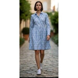 J. Crew Collared Floral Mini Shirtdress Women 10 Blue Preppy Cottagecore Button